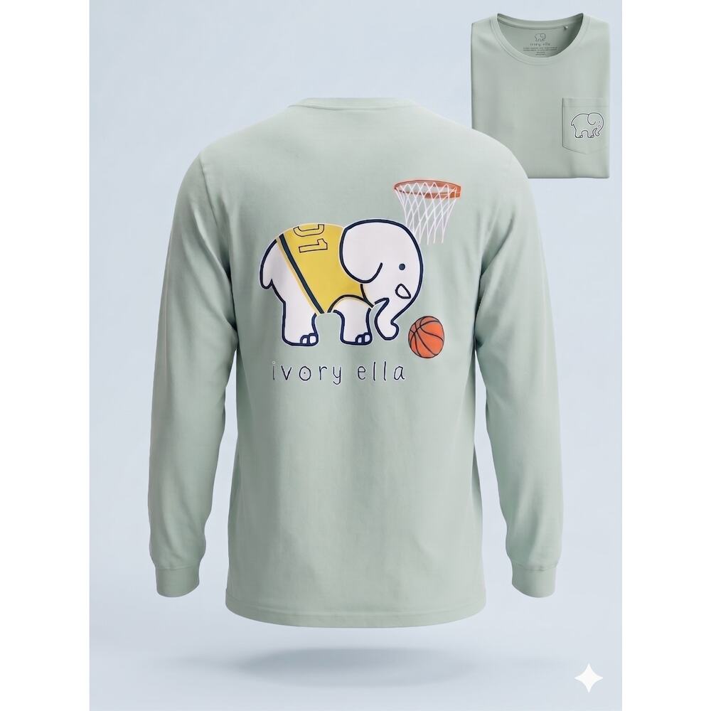 Ivory Ella Womens M Preppy Romanticized Basketball Indie Long Sleeve Graphic Tee